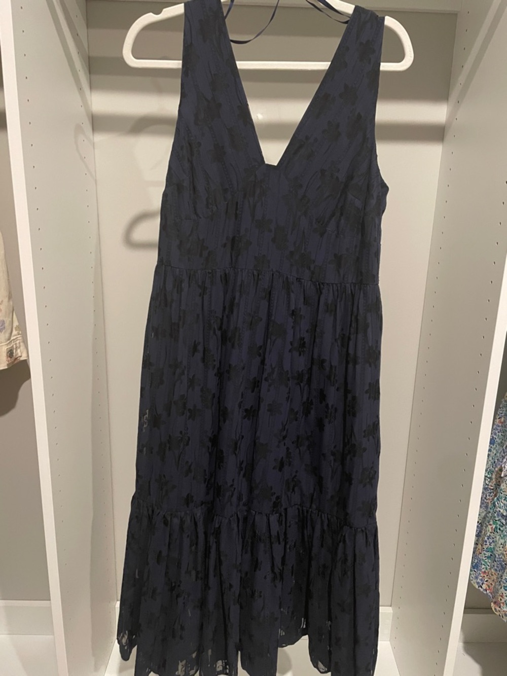 Tommy Hilfiger Navy and Black Floral Midi Dress Size 8
